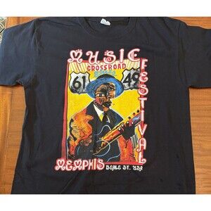 2012 Memphis Music Festival T Shirt Size Lg. Crossroad Blues George Hunt‎ Art